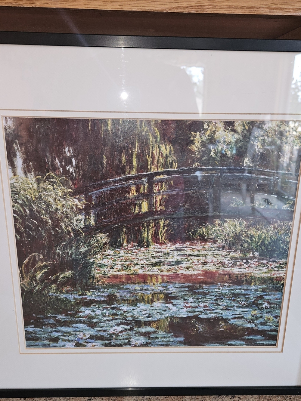 Claude Monet Water Lily Pond with Bridge Framed Print 16" x 16"
